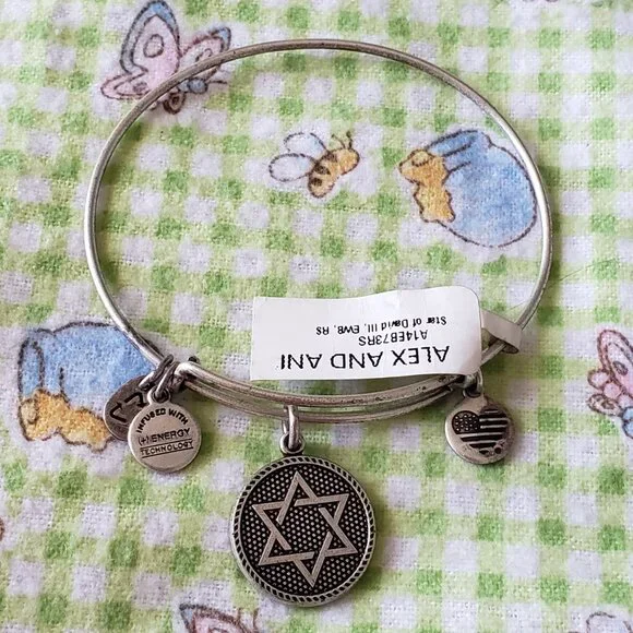 Alex and Ani Silver Charm Star of David Hanukkah Bracelet Bangle 763 - Picture 2 of 3
